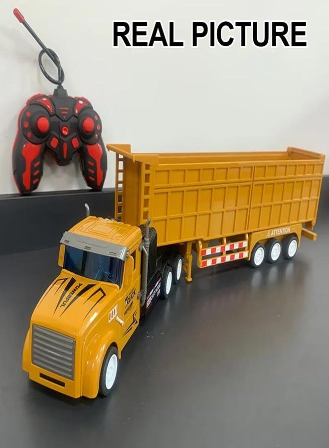 SNACKTANT Remote Control Dump Toy for Kids - 17.3" RC Semi Truck with 2 Batteries, 1:32 Construction Vehicles with Lights & Building Blocks Excavator Toy, Engineering Tractor Toy for 3 4 5 Years Boys Girls - Image 4